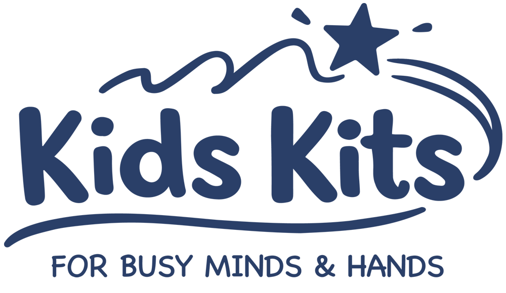 Kids Kits Footer Logo Blue Kids Kits full logo with slogan - Blue