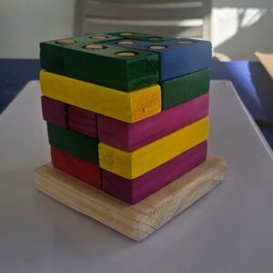 Real photo of a kids wooden toy puzzle block.