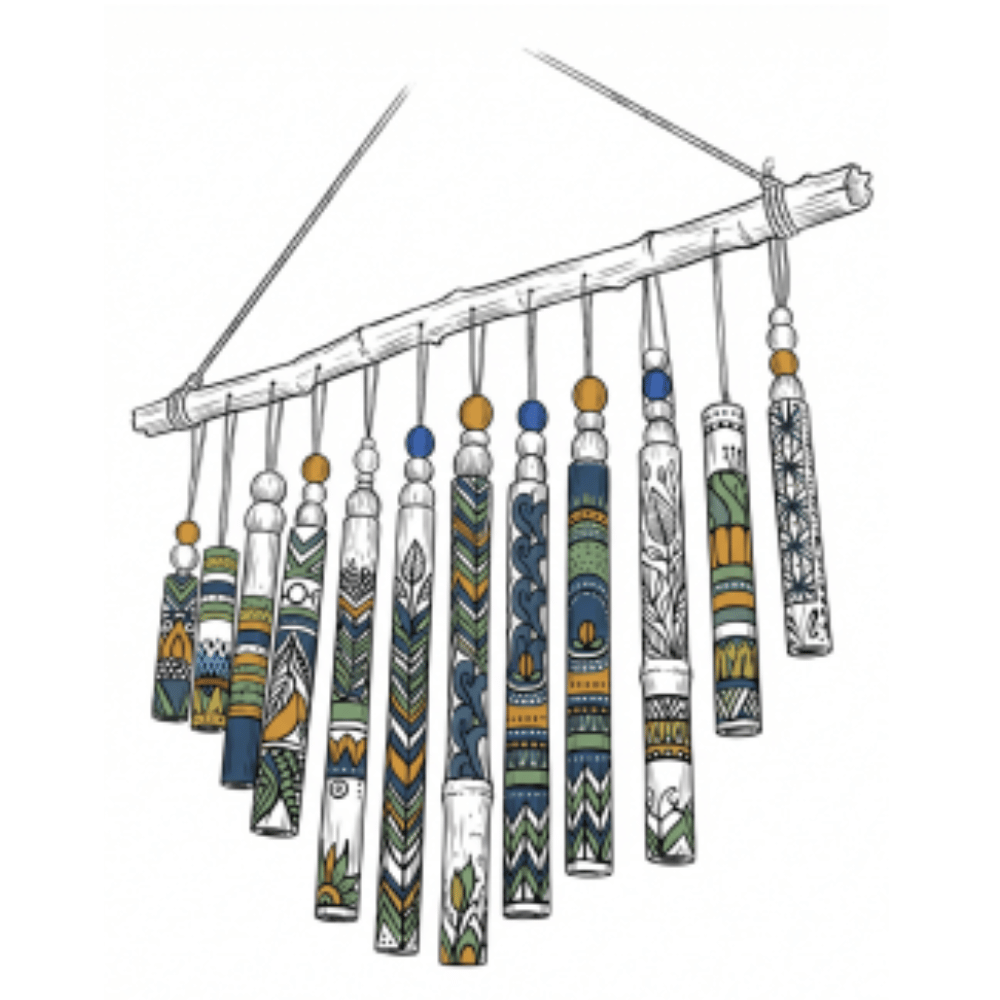Wind chimes project in a sketchbook style.
